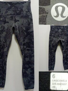Lululemon Align High Rise 6 Small Pant Hidden Heritage Lace Black Multi Nulu 24"